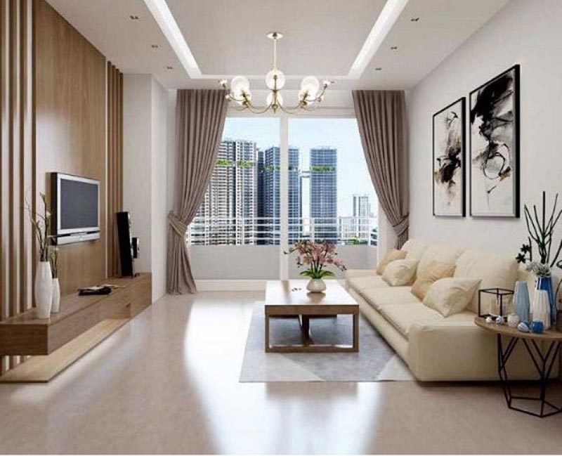Cửa chính thẳng với cửa kính ban công