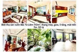 Biệt thự sân vườn Bắc Từ Liêm 110m², thang máy, gara, 5 tầng, mặt tiền 7m, 30 tỷ