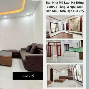 Bán Nhà Mộ Lao, Hà Đông 32m², 5 Tầng, 3 Ngủ, Mặt Tiền 6m Giá 7 tỷ