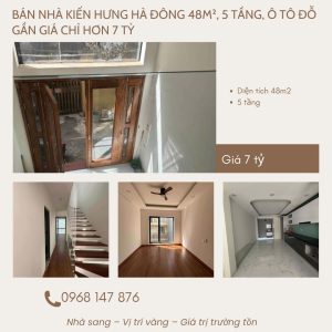 Bán Nhà Kiến Hưng Hà Đông 48m², 5 Tầng, Ô Tô Đỗ Gần  Giá Chỉ Hơn 7 Tỷ