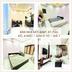 BÁN NHÀ MỚI 40M², 4T,  FULL ĐỒ, 4 NGỦ – GẦN Ô TÔ – GIÁ 7 TỶ