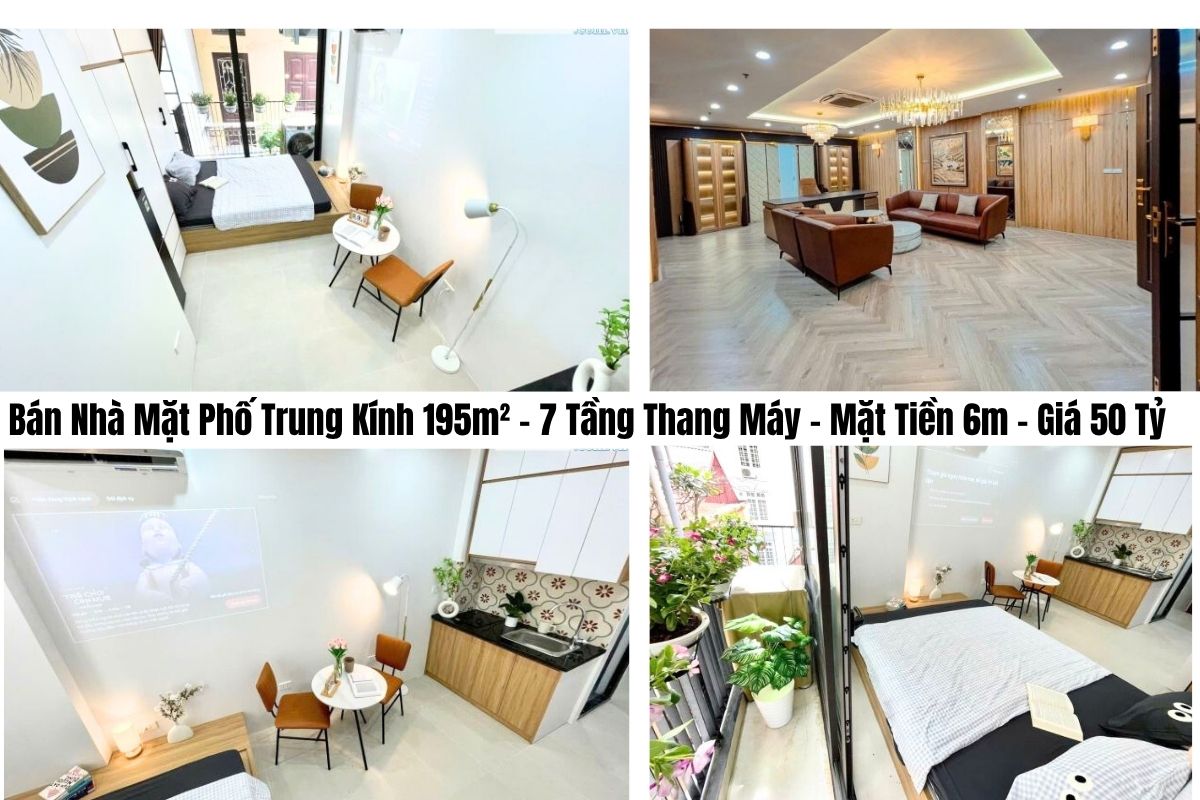 Bán Nhà Mặt Phố Trung Kính 195m² – 7 Tầng Thang Máy – Lô Góc Hai Thoáng – Mặt Tiền 6m – Giá 50 Tỷ