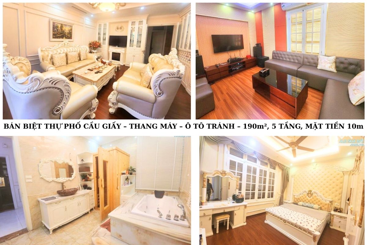 BÁN BIỆT THỰ PHỐ CẦU GIẤY – LÔ GÓC HAI MẶT THOÁNG – THANG MÁY – Ô TÔ TRÁNH – 190m², 5 TẦNG, MẶT TIỀN 10m