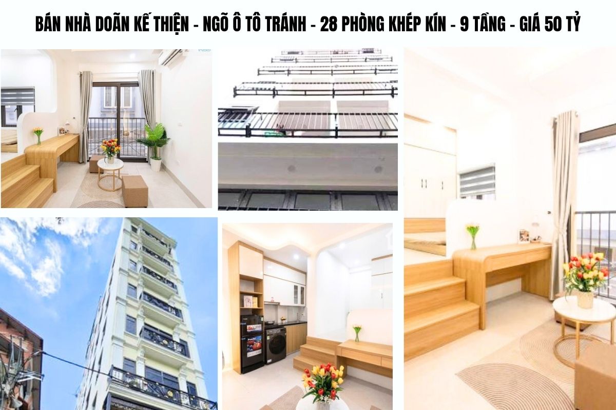BÁN NHÀ DOÃN KẾ THIỆN – NGÕ Ô TÔ TRÁNH – 28 PHÒNG KHÉP KÍN – 9 TẦNG – GIÁ 50 TỶ