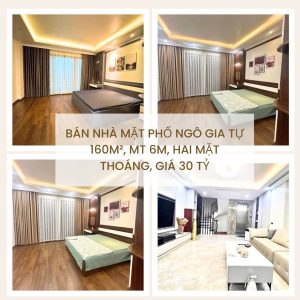 Bán Nhà Mặt Phố Ngô Gia Tự 160m², MT 6m, Hai Mặt Thoáng, Giá 30 Tỷ