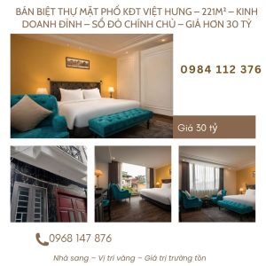 BÁN BIỆT THỰ MẶT PHỐ VIỆT HƯNG 221M², SỔ ĐỎ, 30 TỶ