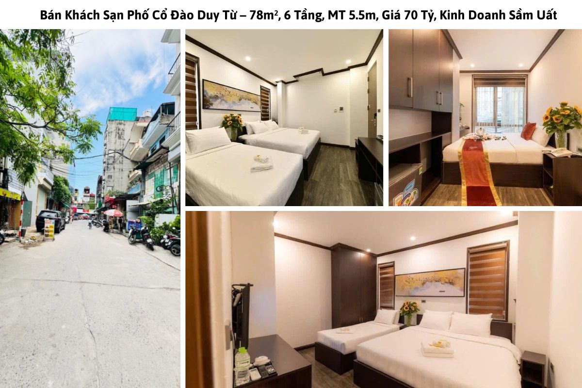 Bán Khách Sạn Phố Cổ Đào Duy Từ – 78m², 6 Tầng, MT 5.5m, Giá 70 Tỷ, Kinh Doanh Sầm Uất