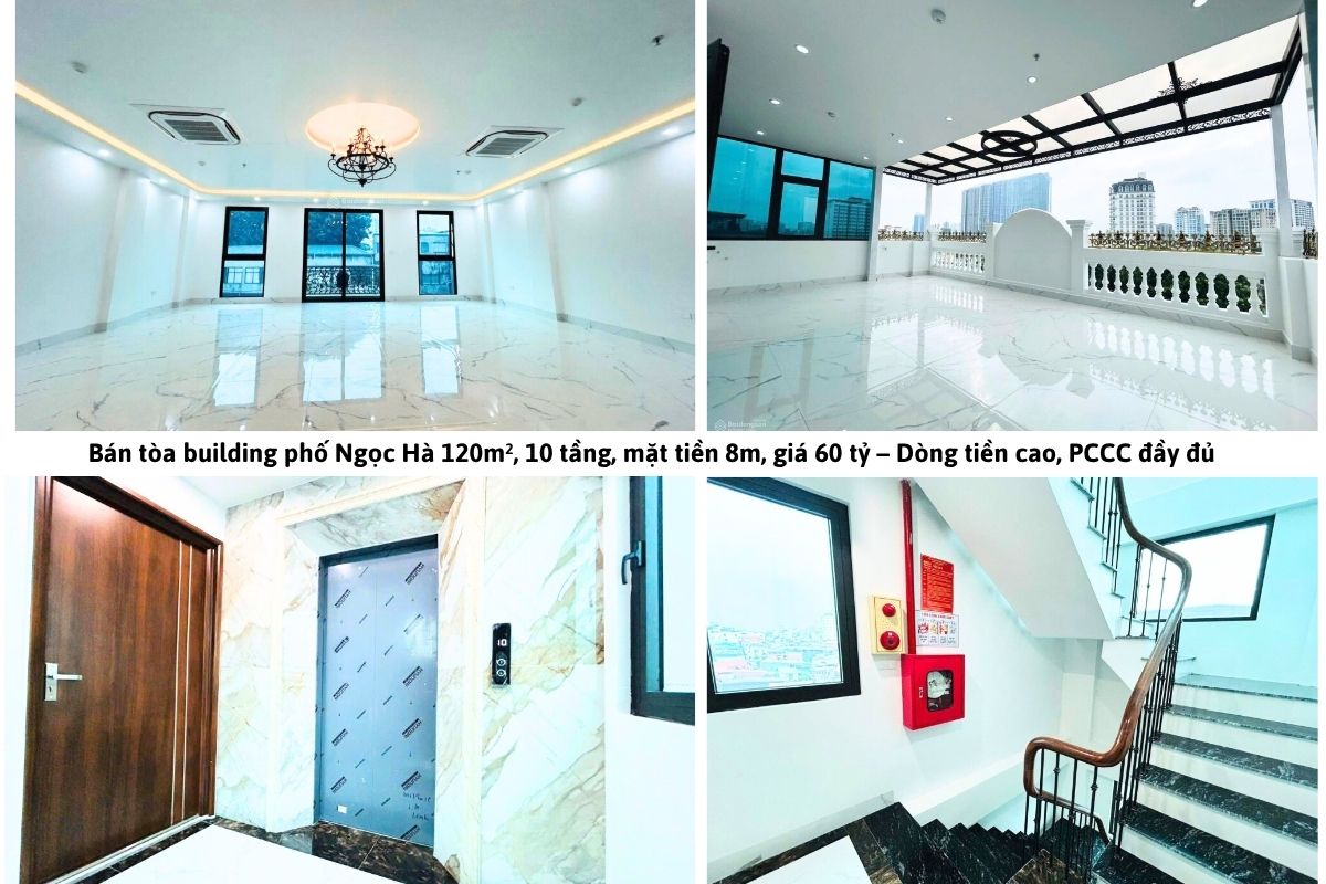 Bán tòa building phố Ngọc Hà 120m², 10 tầng, mặt tiền 8m, giá 60 tỷ – Dòng tiền cao, PCCC đầy đủ