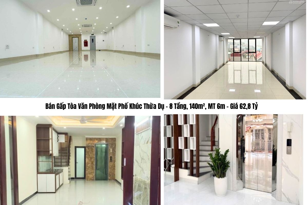 Bán Gấp Tòa Văn Phòng Mặt Phố Khúc Thừa Dụ – 8 Tầng, 140m², MT 6m – Giá 62,8 Tỷ