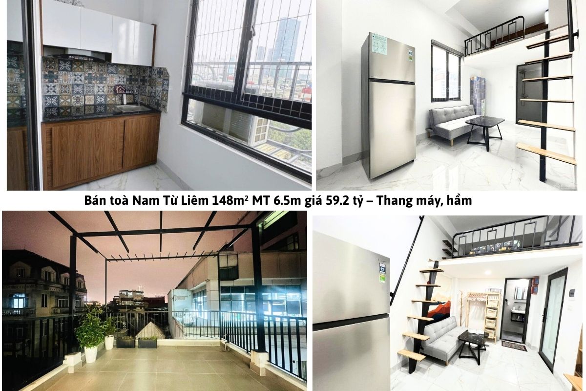 Bán toà Nam Từ Liêm 148m² MT 6.5m giá 59.2 tỷ – Thang máy, hầm