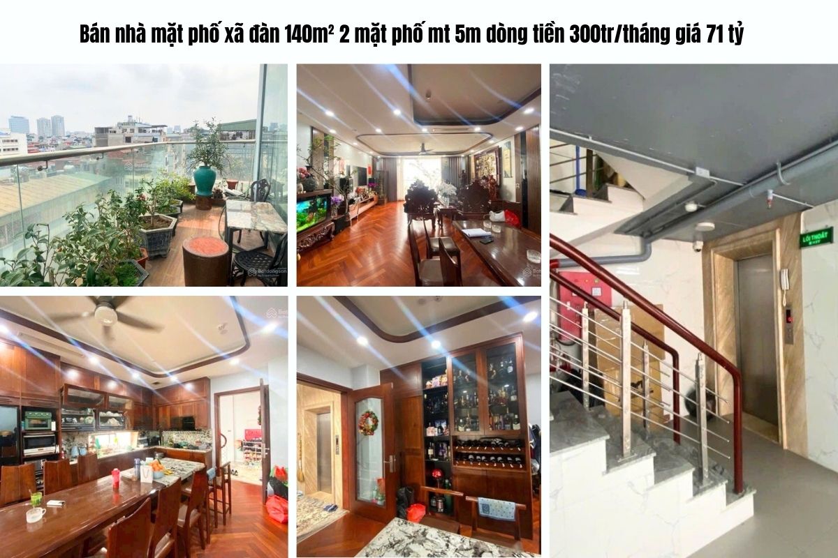 Bán nhà mặt phố xã đàn 140m² 2 mặt phố mt 5m dòng tiền 300tr/tháng giá 71 tỷ