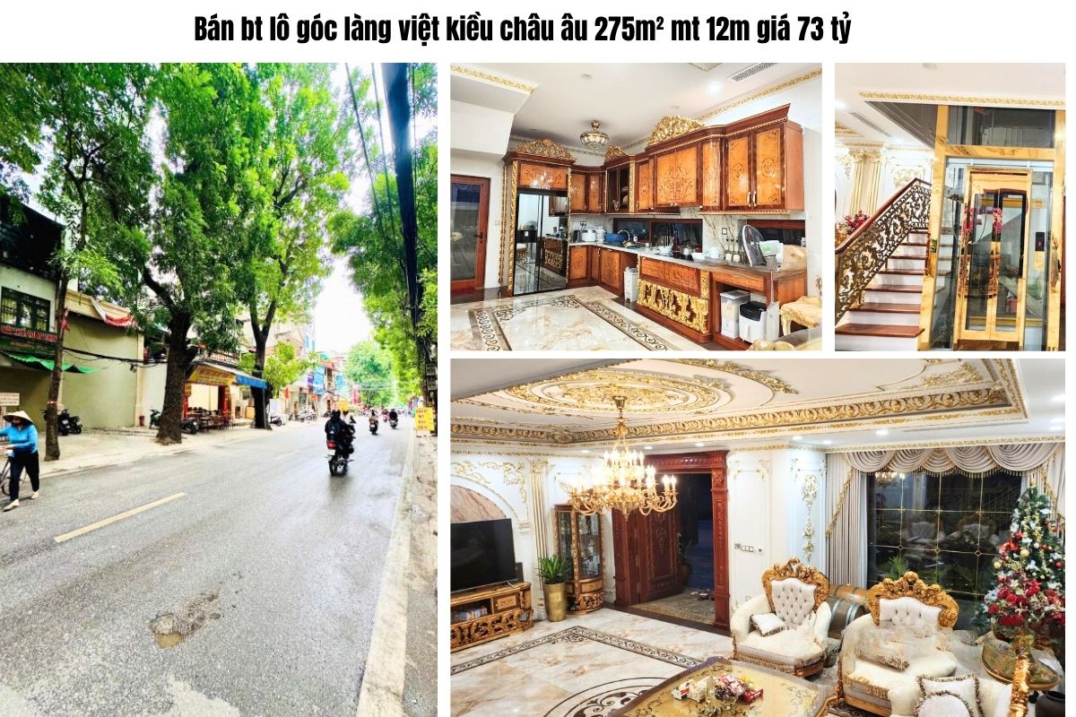 Bán bt lô góc làng việt kiều châu âu 275m² mt 12m giá 73 tỷ