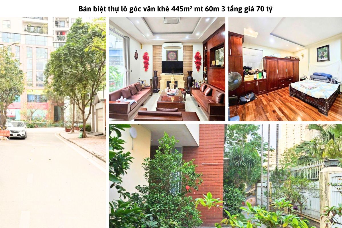 Bán biệt thự lô góc văn khê 445m² mt 60m 3 tầng giá 70 tỷ