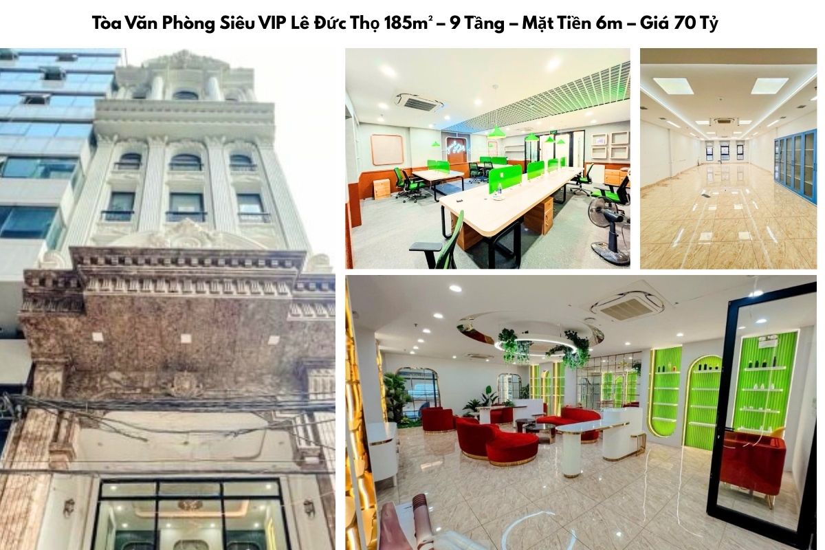 Tòa Văn Phòng Siêu VIP Lê Đức Thọ 185m² – 9 Tầng – Mặt Tiền 6m – Giá 70 Tỷ