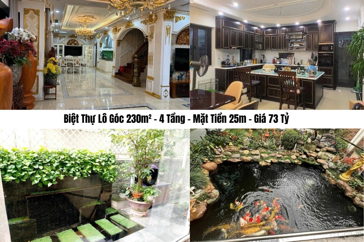 Biệt Thự Lô Góc 230m² – 4 Tầng – Mặt Tiền 25m – Giá 73 Tỷ