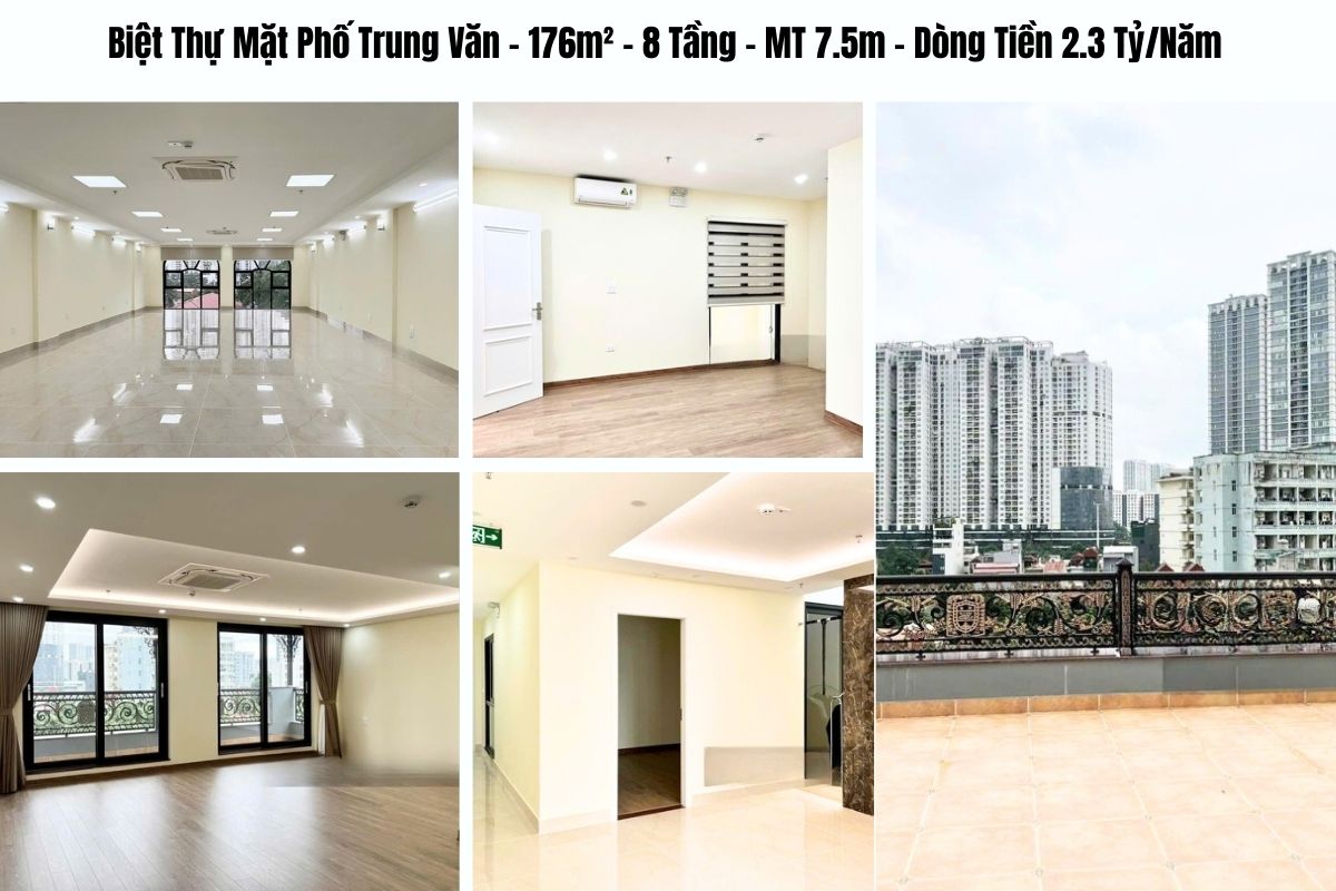 Biệt Thự Mặt Phố Trung Văn – 176m² – 8 Tầng – MT 7.5m – Dòng Tiền 2.3 Tỷ/Năm