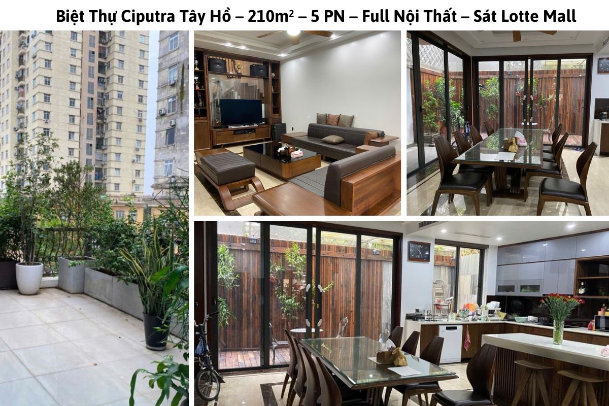 Biệt Thự Ciputra Tây Hồ – 210m² – 5 PN – Full Nội Thất – Sát Lotte Mall