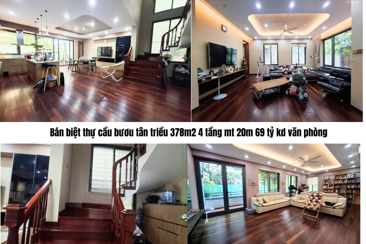 Bán biệt thự cầu bươu tân triều 378m2 4 tầng mt 20m 69 tỷ kd văn phòng