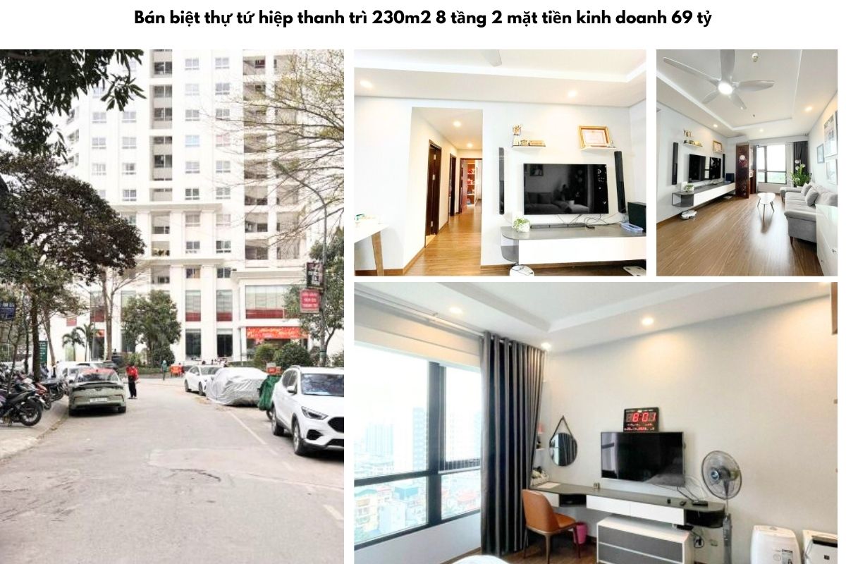 Bán biệt thự tứ hiệp thanh trì 230m2 8 tầng 2 mặt tiền kinh doanh 69 tỷ