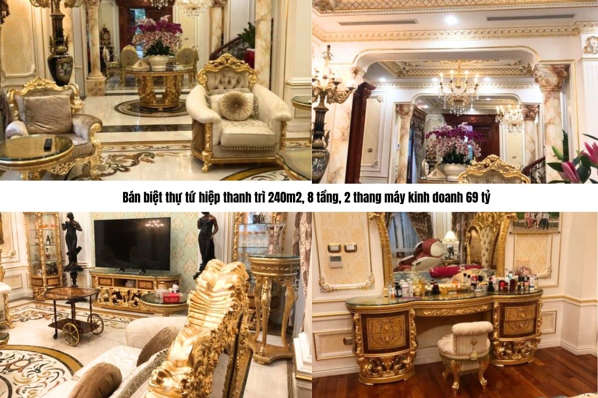 Bán biệt thự tứ hiệp thanh trì 240m2, 8 tầng, 2 thang máy kinh doanh 69 tỷ