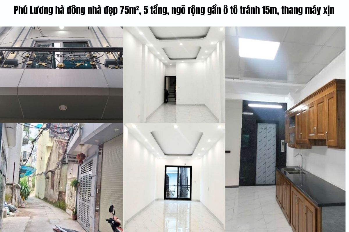 Phú Lương hà đông nhà đẹp 75m², 5 tầng, ngõ rộng gần ô tô tránh 15m, thang máy xịn